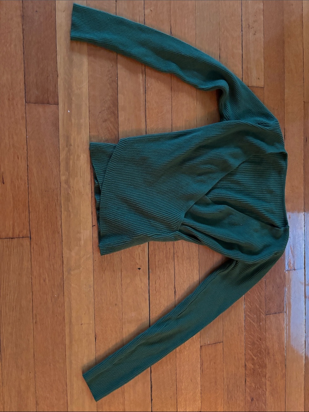 Women's Forest Green Ribbed Long-Sleeve Top